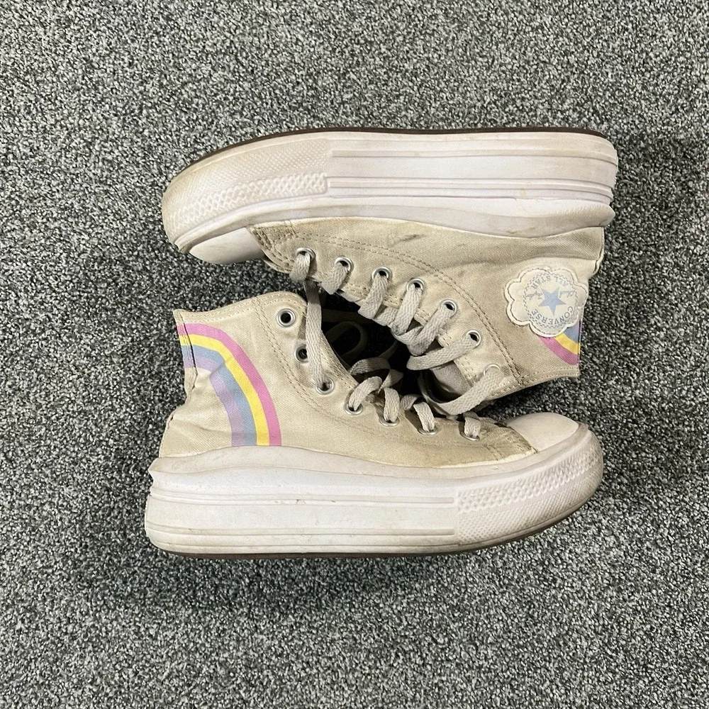 Converse Chuck Taylor All Star Move Hi Platform Youth 2 Rainbow Canvas Sneakers